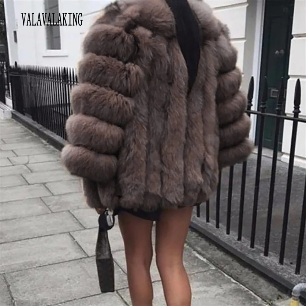 Cappotto lungo invernale in pelliccia sintetica