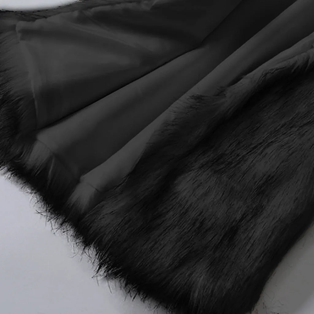 Cappotto Gilet di lana  pelliccia sintetica Colletto alla coreana