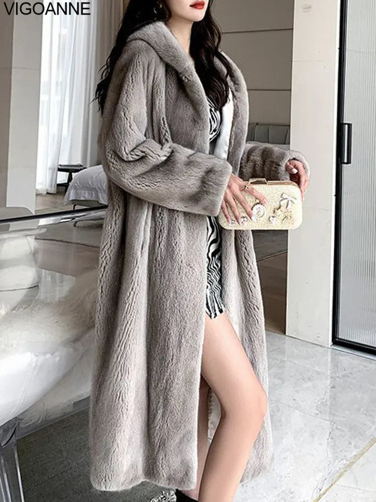 Cappotto lungo in pelliccia sintetica casual invernale donna