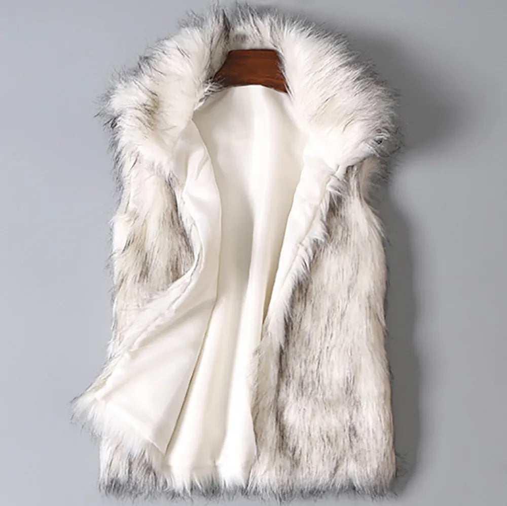 Cappotto Gilet di lana  pelliccia sintetica Colletto alla coreana