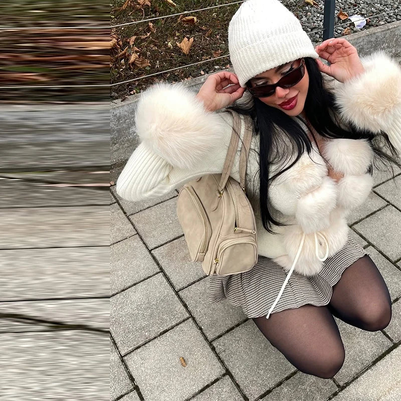 Elegante cappotto  in pelliccia sintetica