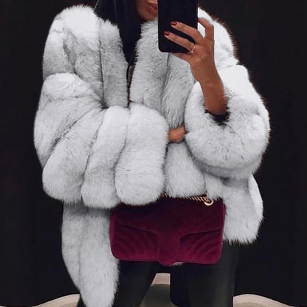 Cappotto lungo invernale in pelliccia sintetica