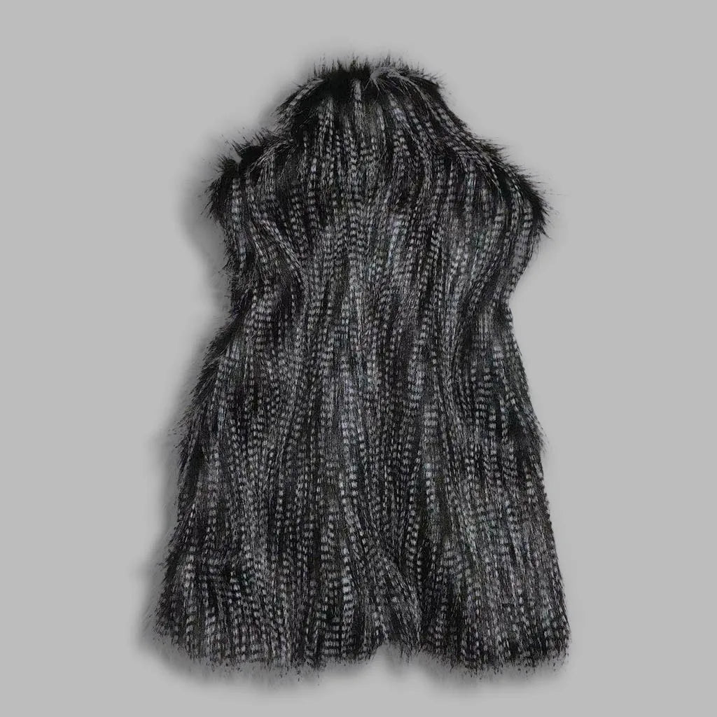 Cappotto Gilet di lana  pelliccia sintetica Colletto alla coreana