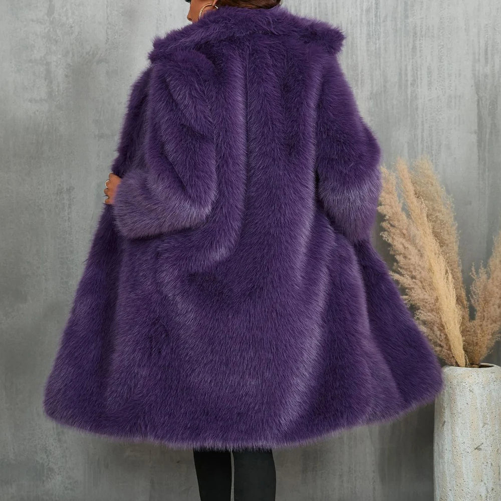 Cappotto lungo invernale in pelliccia sintetica