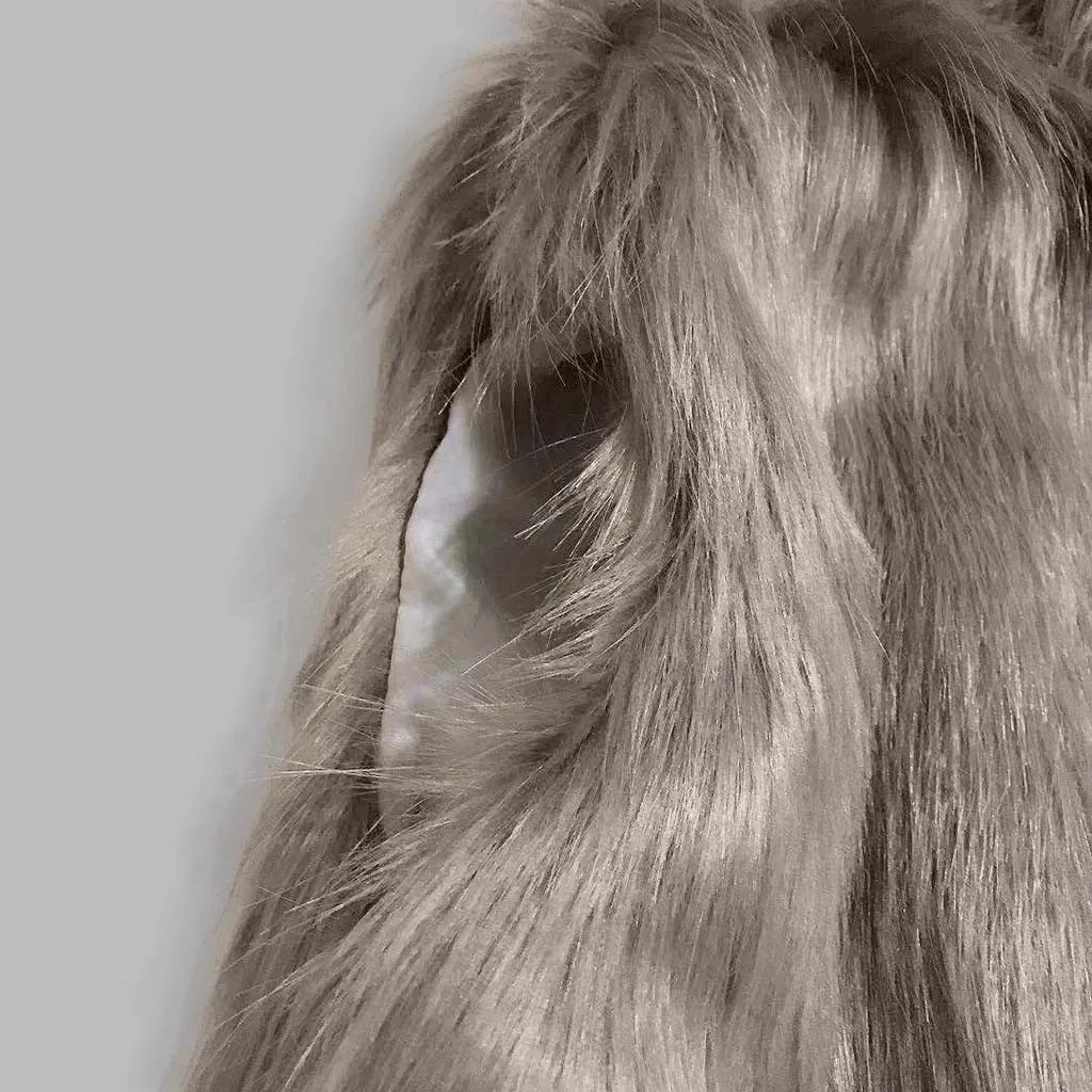 Cappotto Gilet di lana  pelliccia sintetica Colletto alla coreana