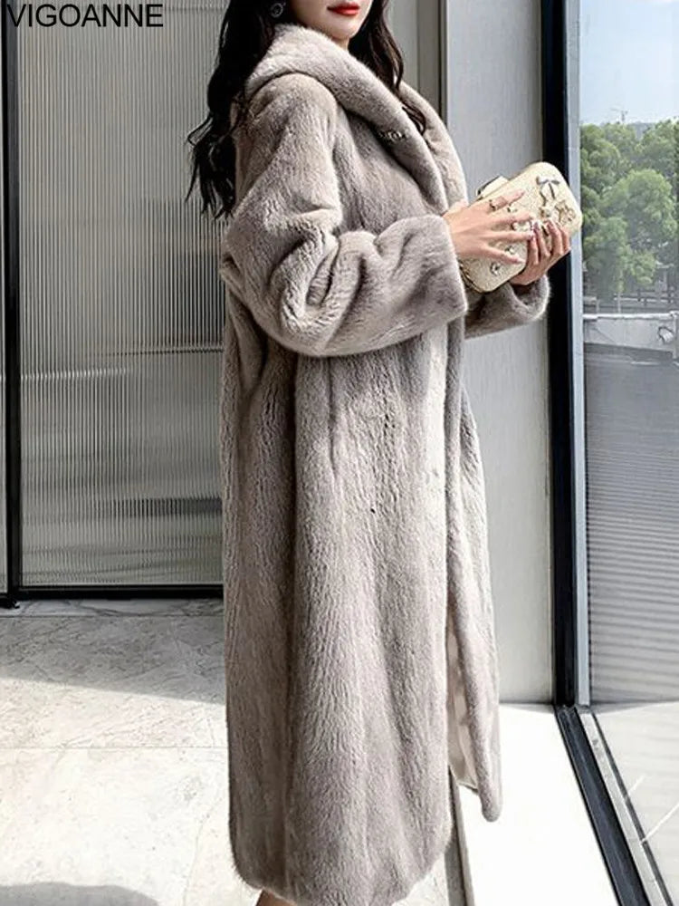 Cappotto lungo in pelliccia sintetica casual invernale donna