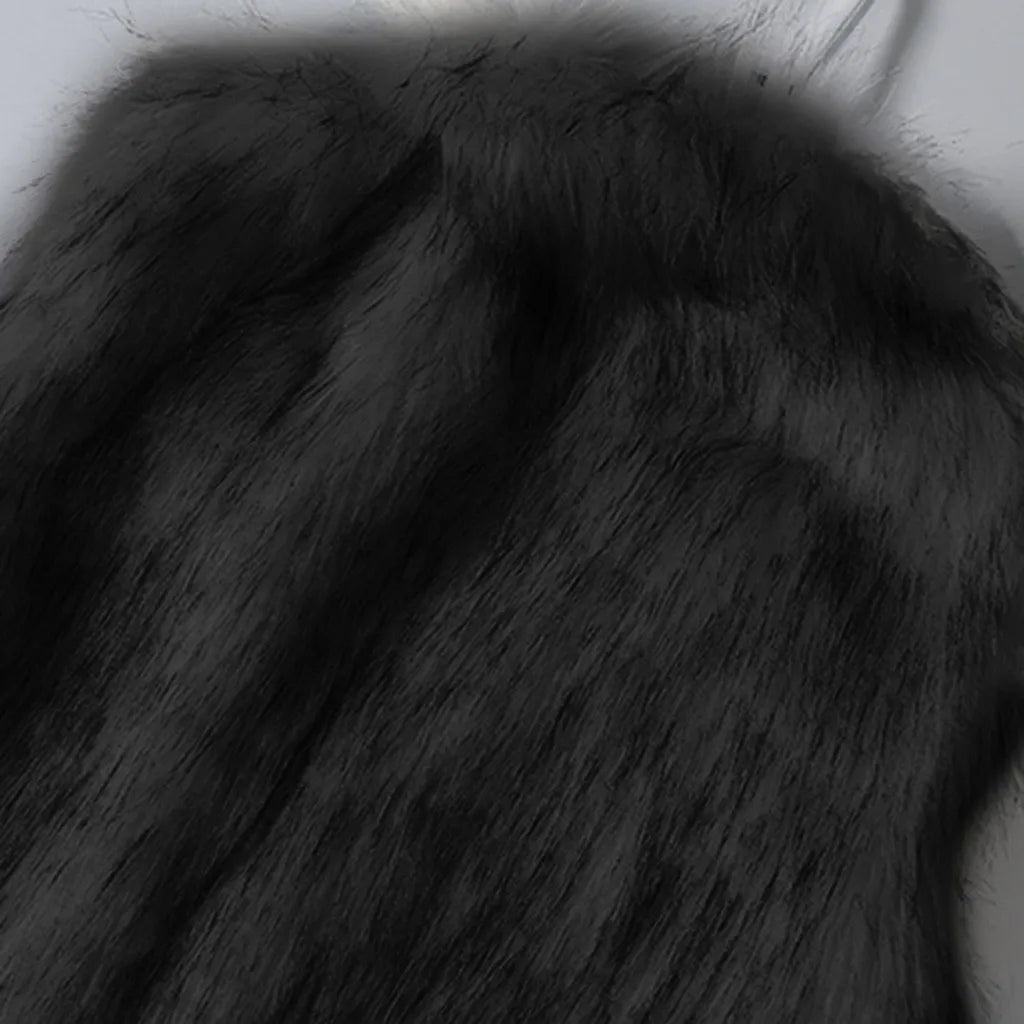 Cappotto Gilet di lana  pelliccia sintetica Colletto alla coreana