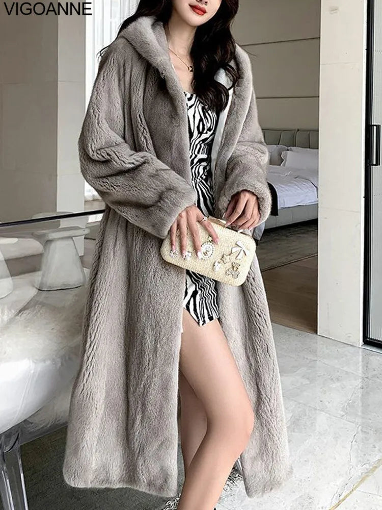 Cappotto lungo in pelliccia sintetica casual invernale donna