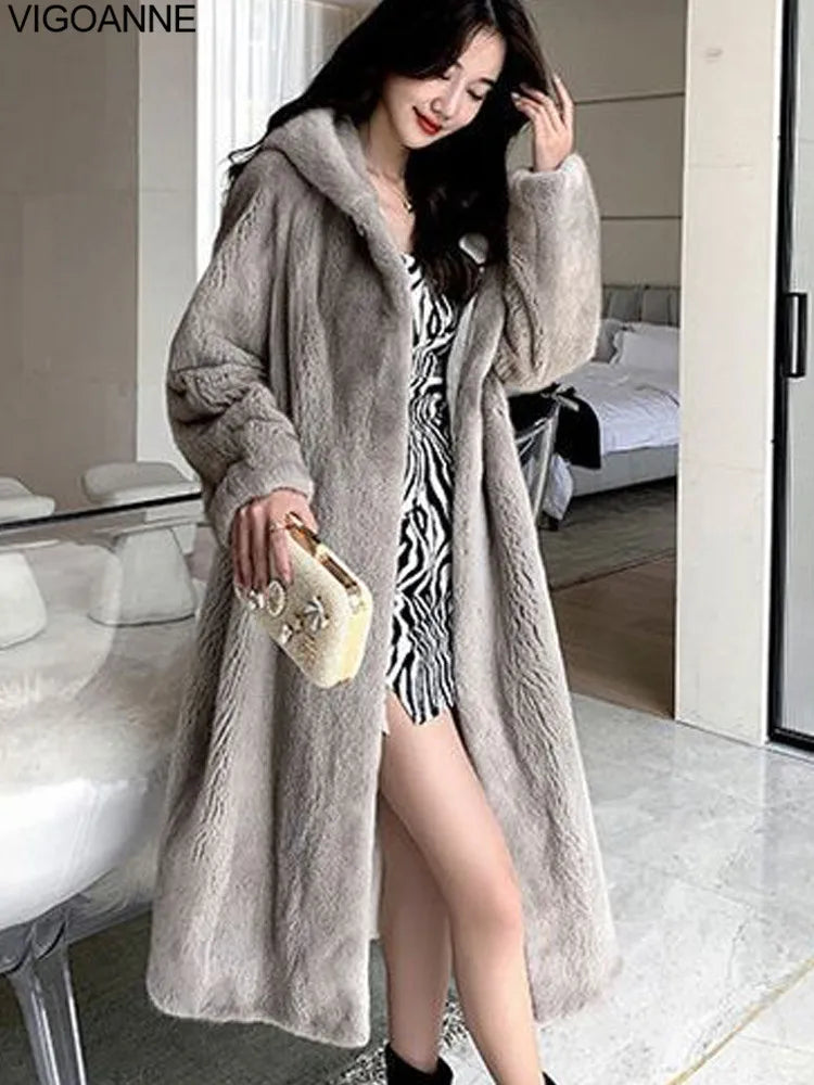 Cappotto lungo in pelliccia sintetica casual invernale donna