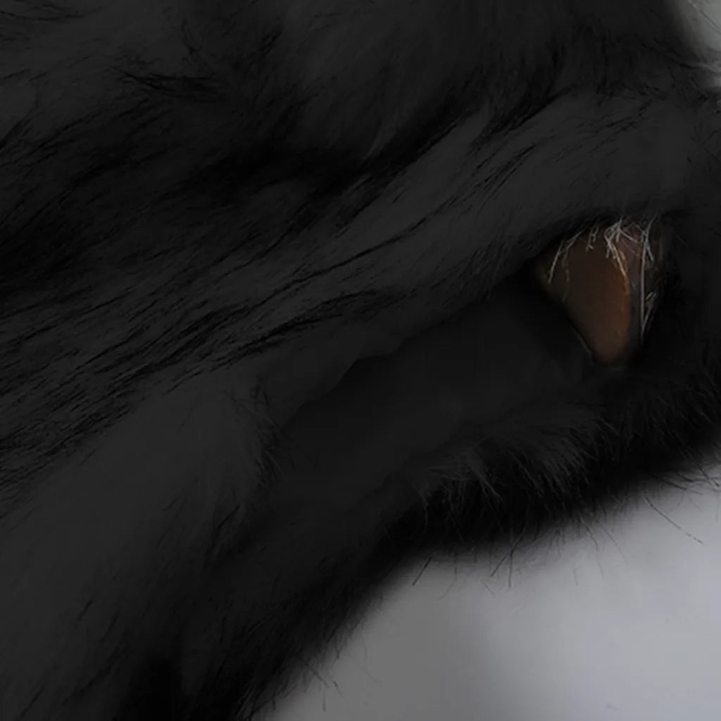 Cappotto Gilet di lana  pelliccia sintetica Colletto alla coreana